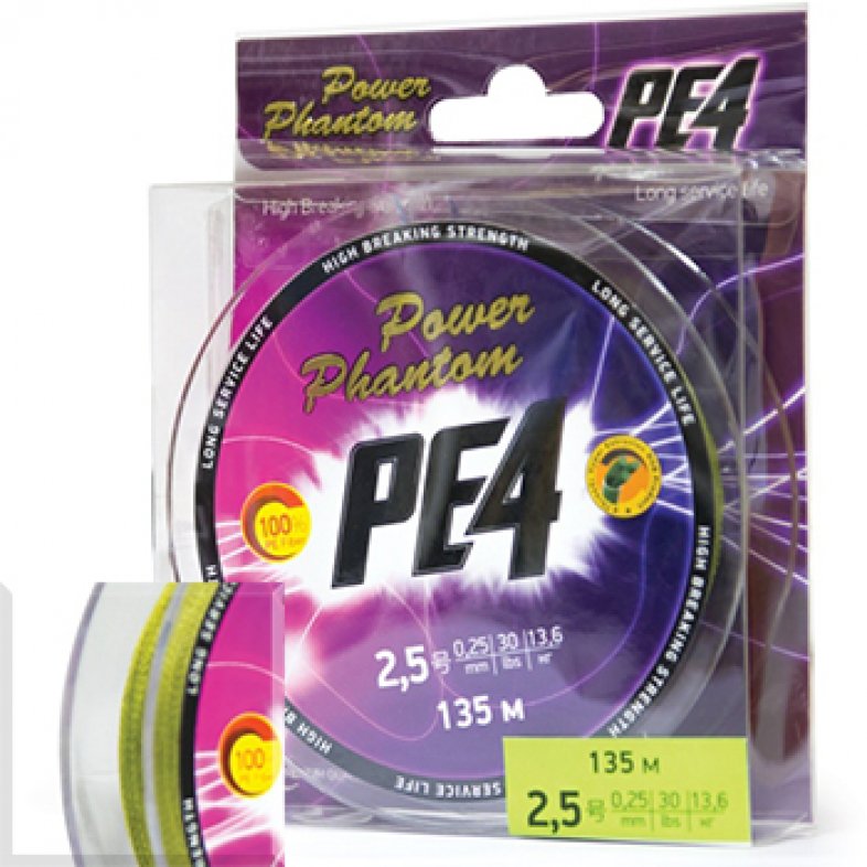 Шнур Power Phantom PE4x gr 135m 0 12mm 5 9кг Шнур Power Phantom PE4x gr 135m 0 12mm 5 9кг