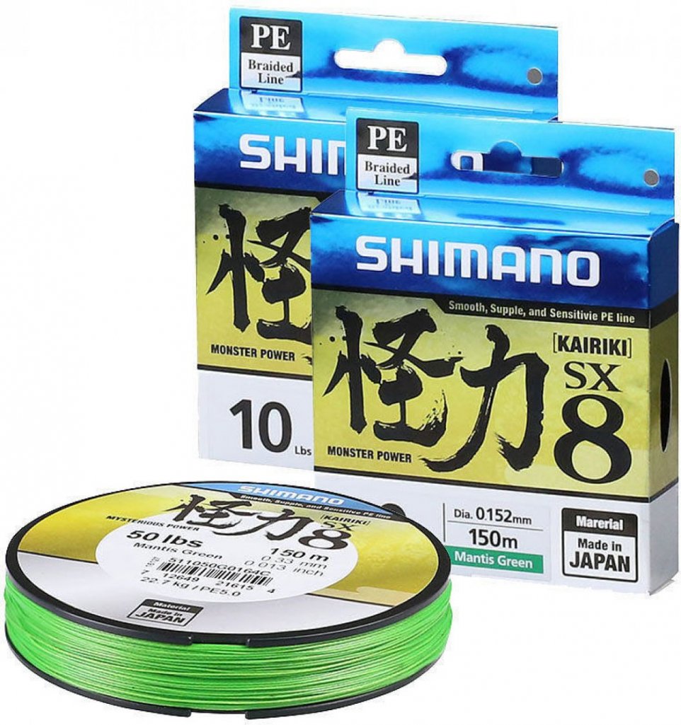 Шнур плетеный Shimano Kairiki 8 PE 150м зеленая 0 190мм 12 0 кг Шнур плетеный Shimano Kairiki 8 PE 150м зеленая 0 190мм 12 0 кг